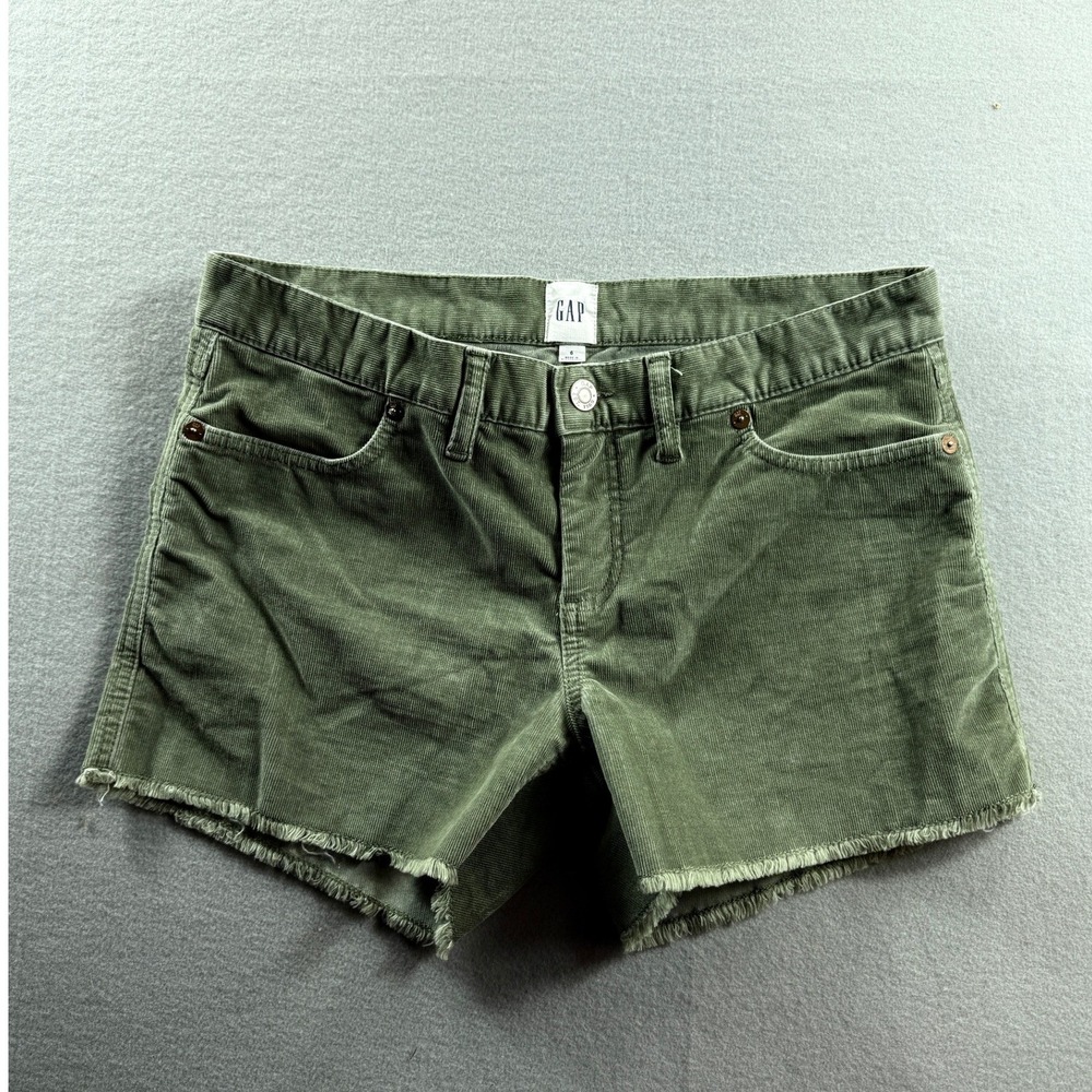 GAP Corduroy Shorts Women 6 Green Cut Off Raw Hem 32x4